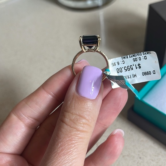 $1,595 New Authentic EFFY 14K Yellow Gold, Onyx & Diamond Ring size 7 - Picture 6 of 17